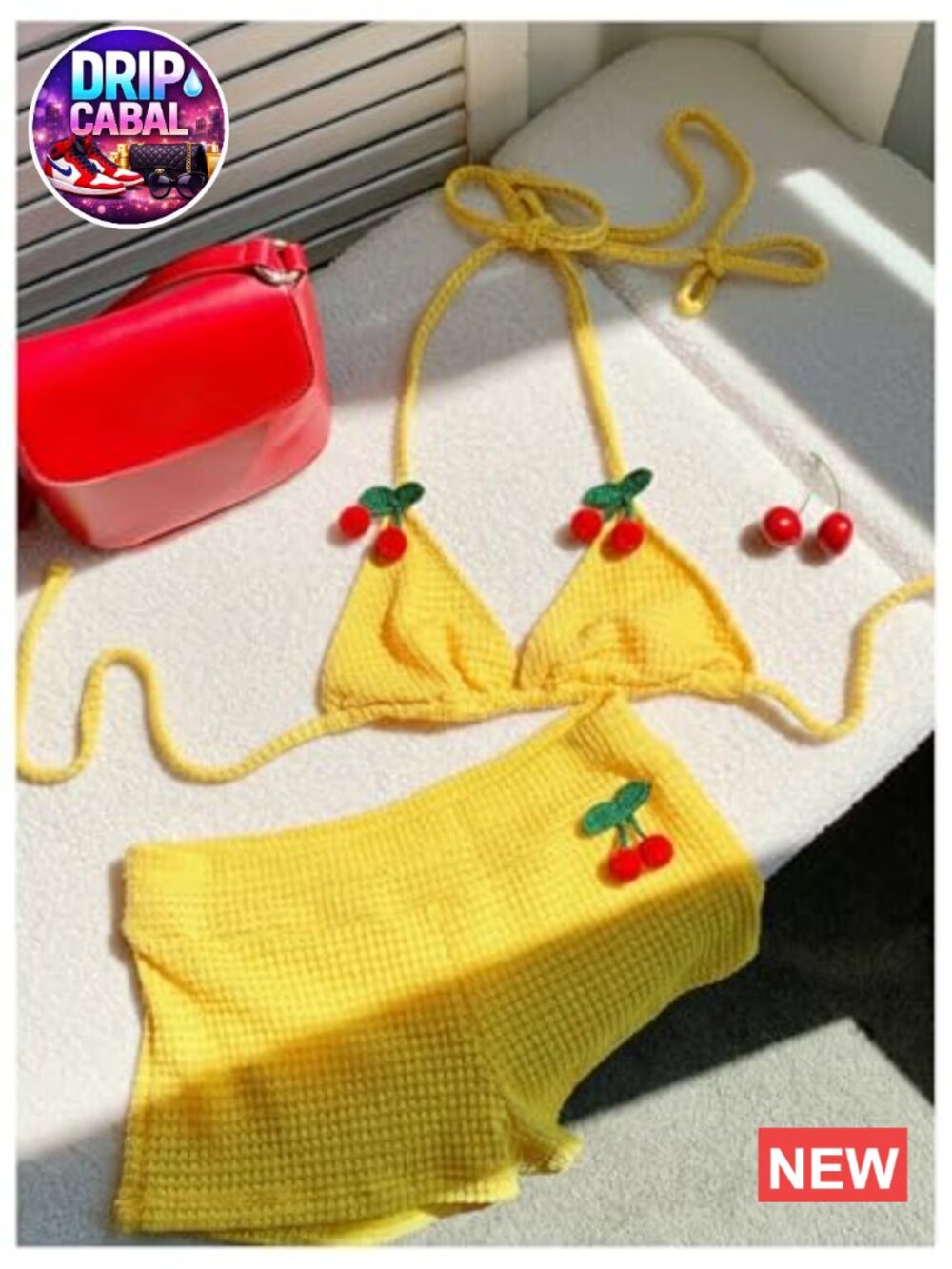 Women's 2 Piece Crochet Halter Top & Shorts Cover Up Set - Picture 3 of 5
